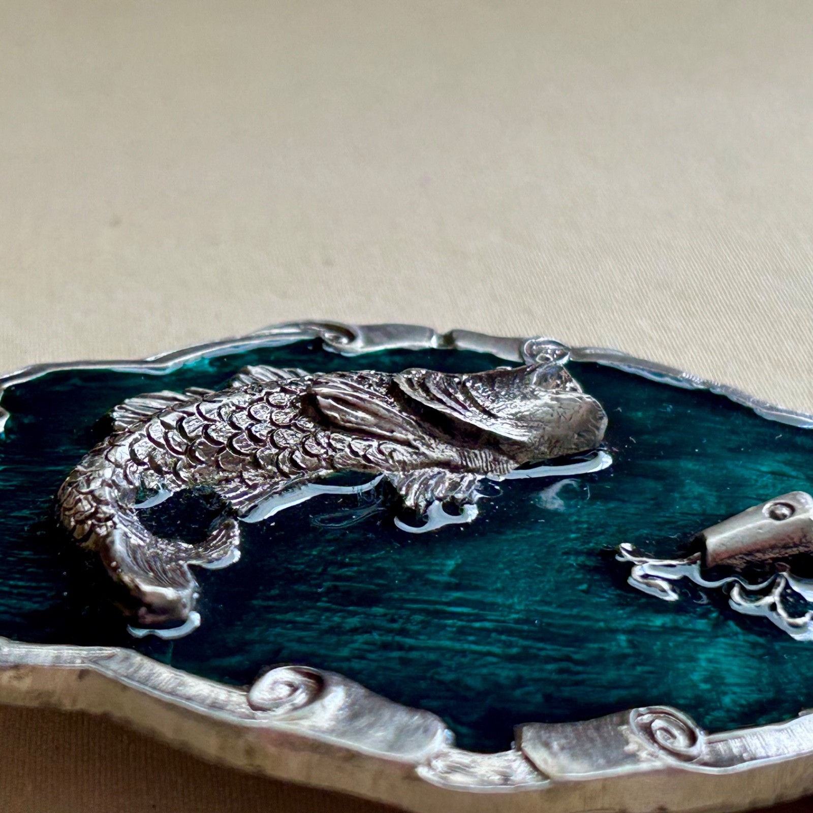 Fish Belt Buckle Green Enamel Metal Largemouth Bass and Lure 2007
