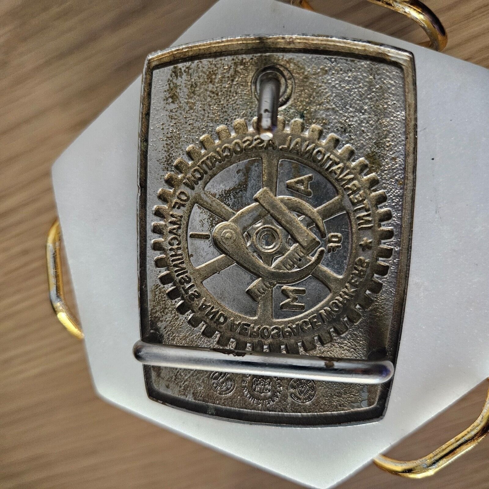 Vintage Bastian Bros Machinist And Aerospace A of M Solid Brass Belt Buckle USA