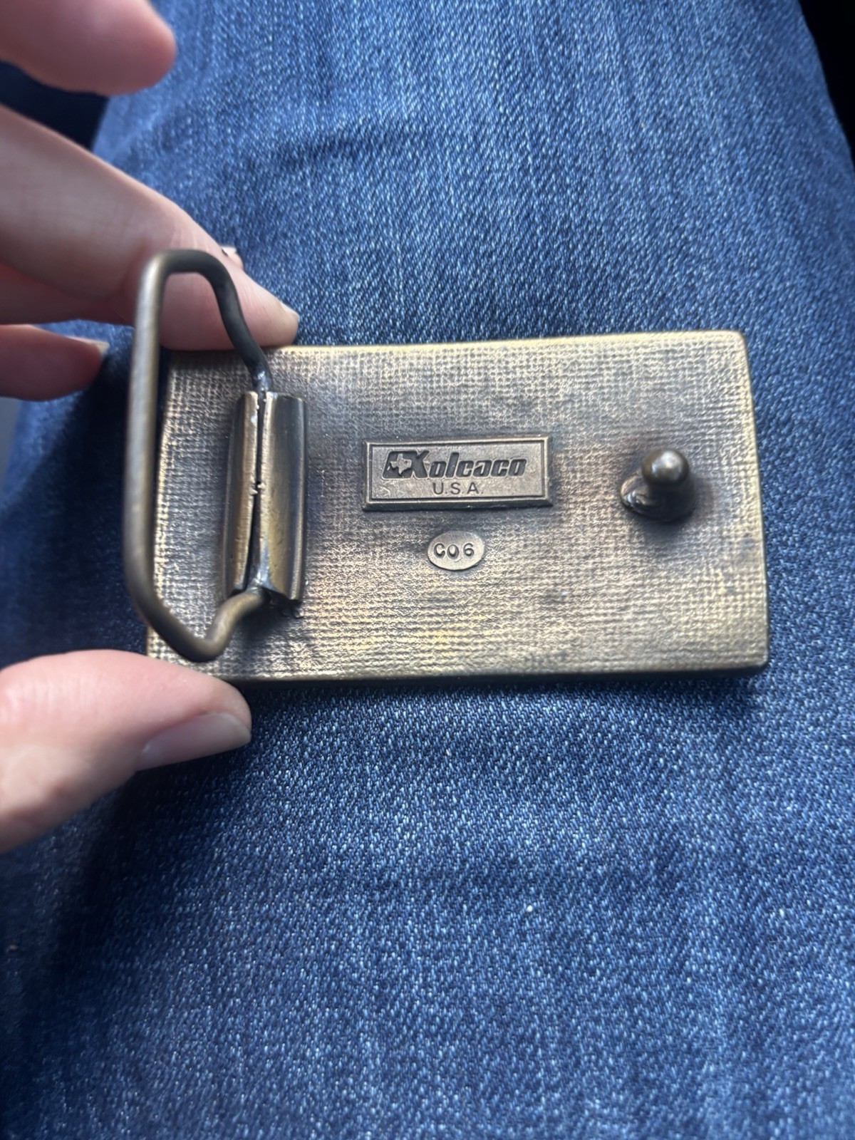 Vintage 1970&rsquo;s SOLID BRASS Chevy Corvette belt buckle 3&Prime; wide Nice