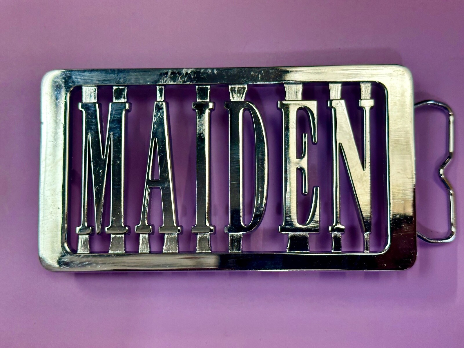 Iron Maiden Music Rock Band 70s 80s Silver Block Letters Belt Buckle