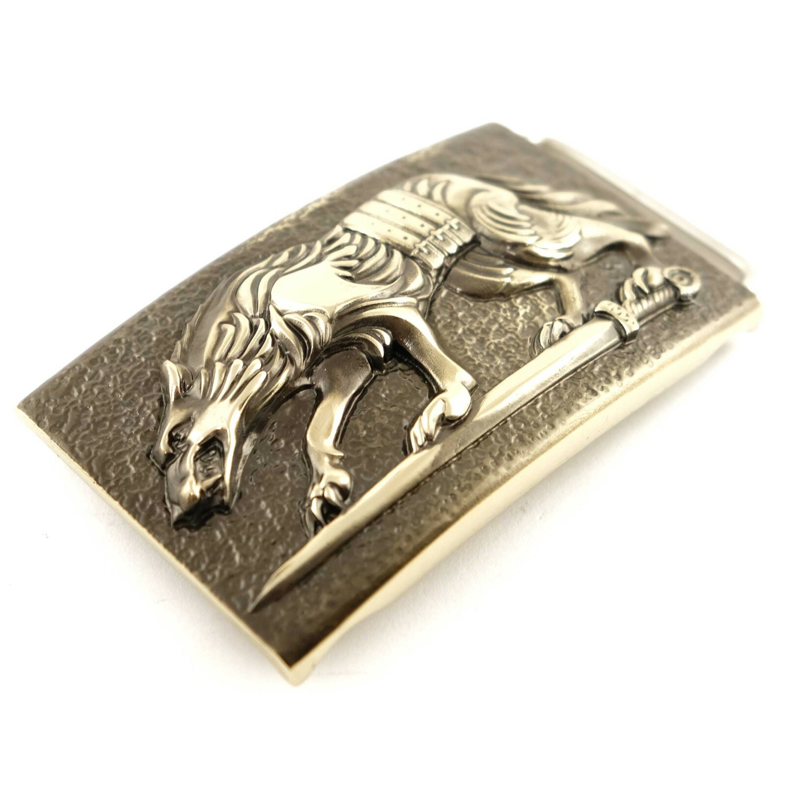 German silver belt buckle « Werewolf », Military buckle, Animal Grey Wolf buckle