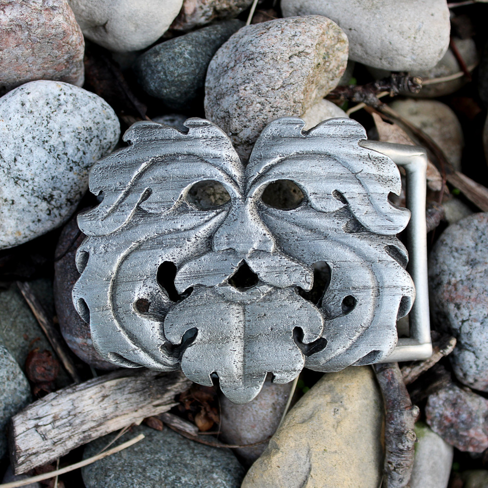 Pewter Oak King Belt Buckle Dryad Design Green Man Wiccan Pagan Celtic Greenman
