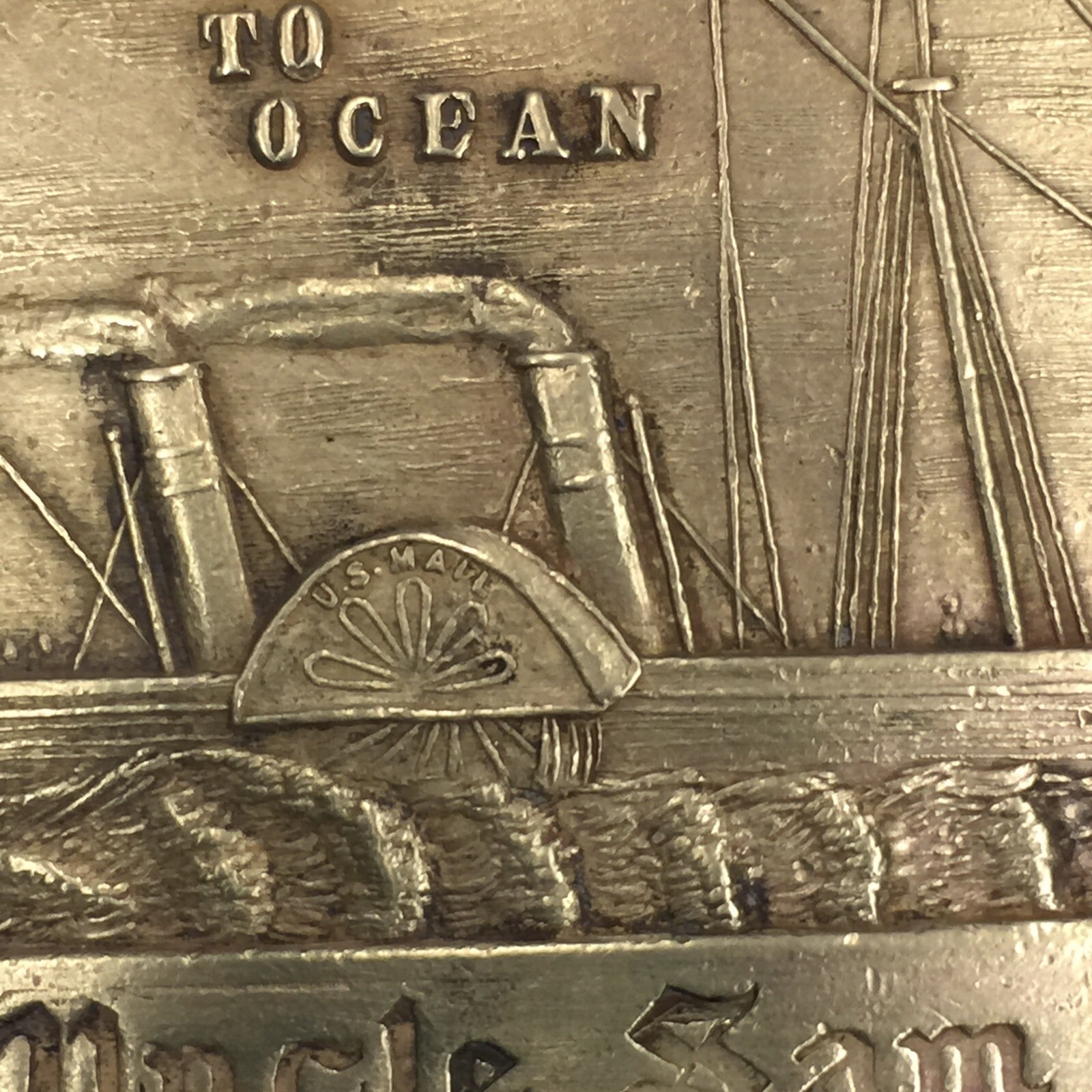 vintage WELLS FARGO & CO. OCEAN TO OCEAN UNCLE SAM BELT BUCKLE tiffany new york