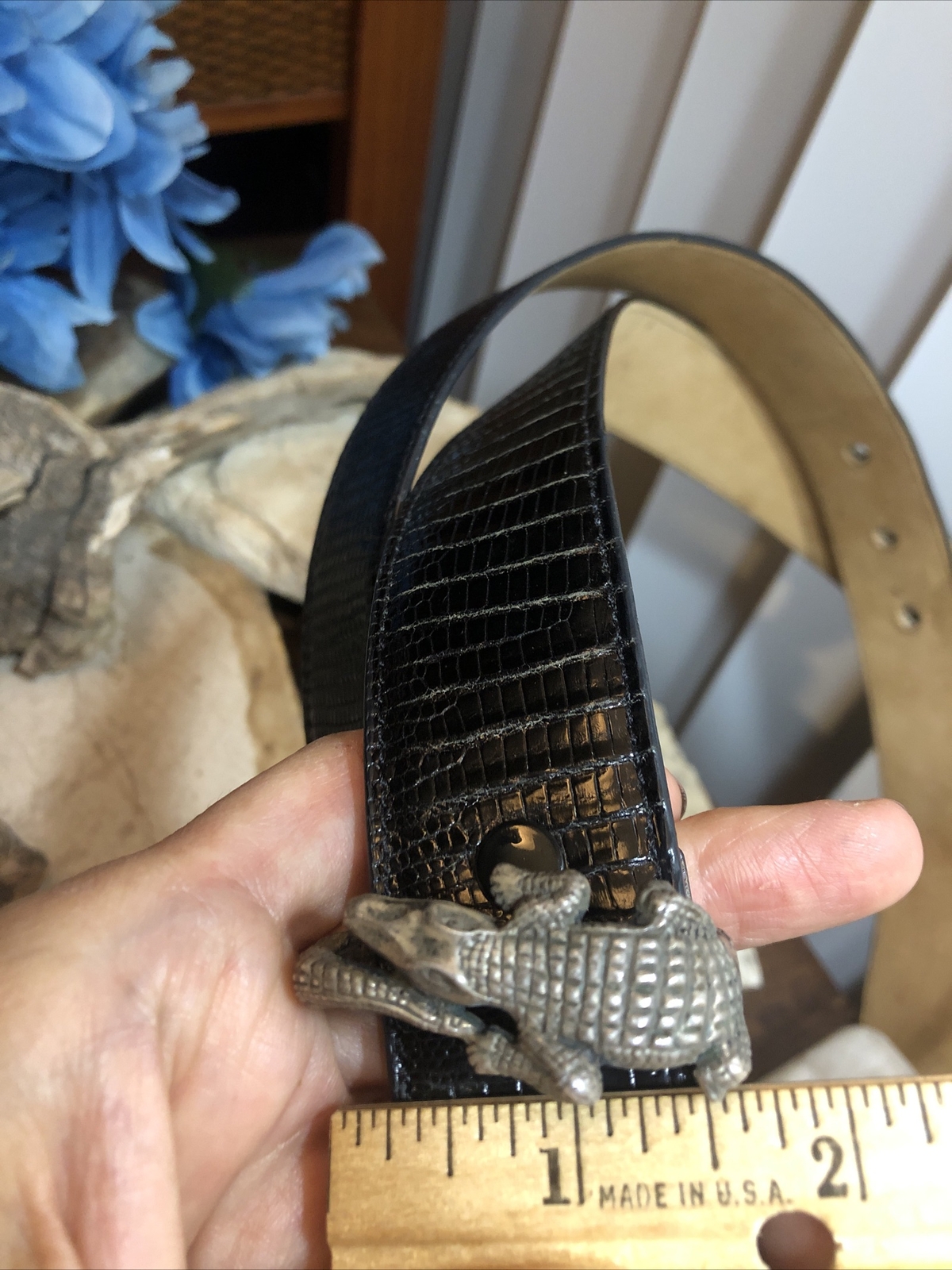Vintage J.DEEGAN Sterling Silver 925 ALLIGATOR Crocodile belt BUCKLE 6.2oz, 175g