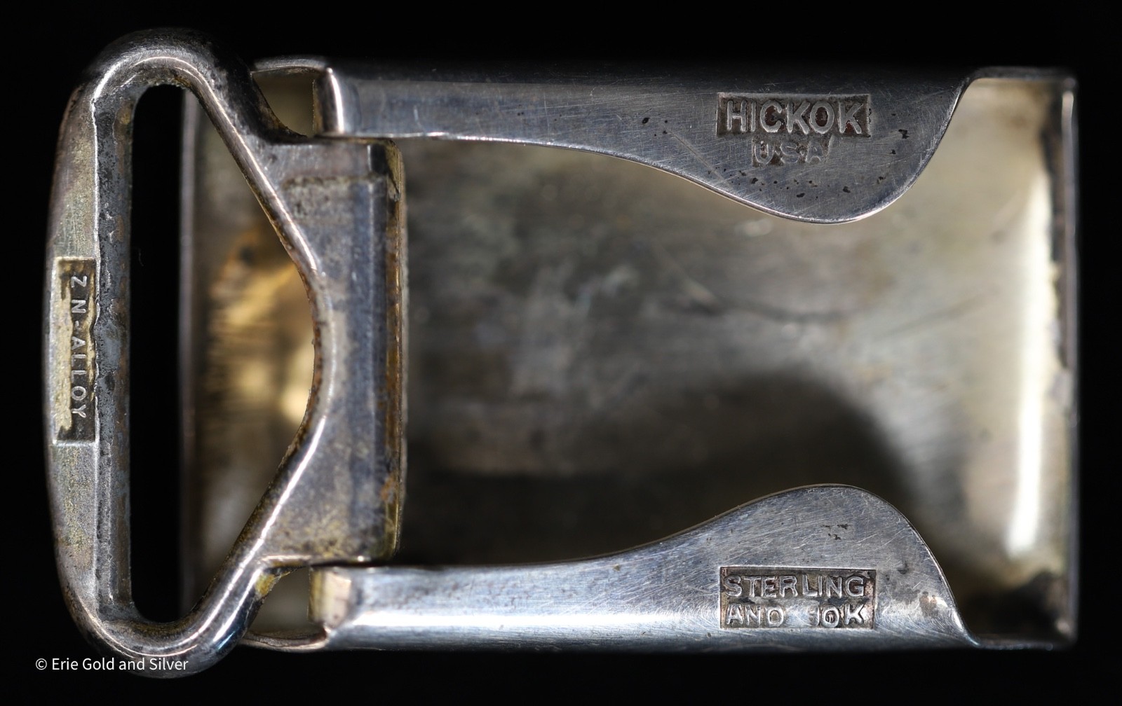 Hickok Sterling Silver 10K Gold Inlaid Belt Buckle Monogrammed « P »