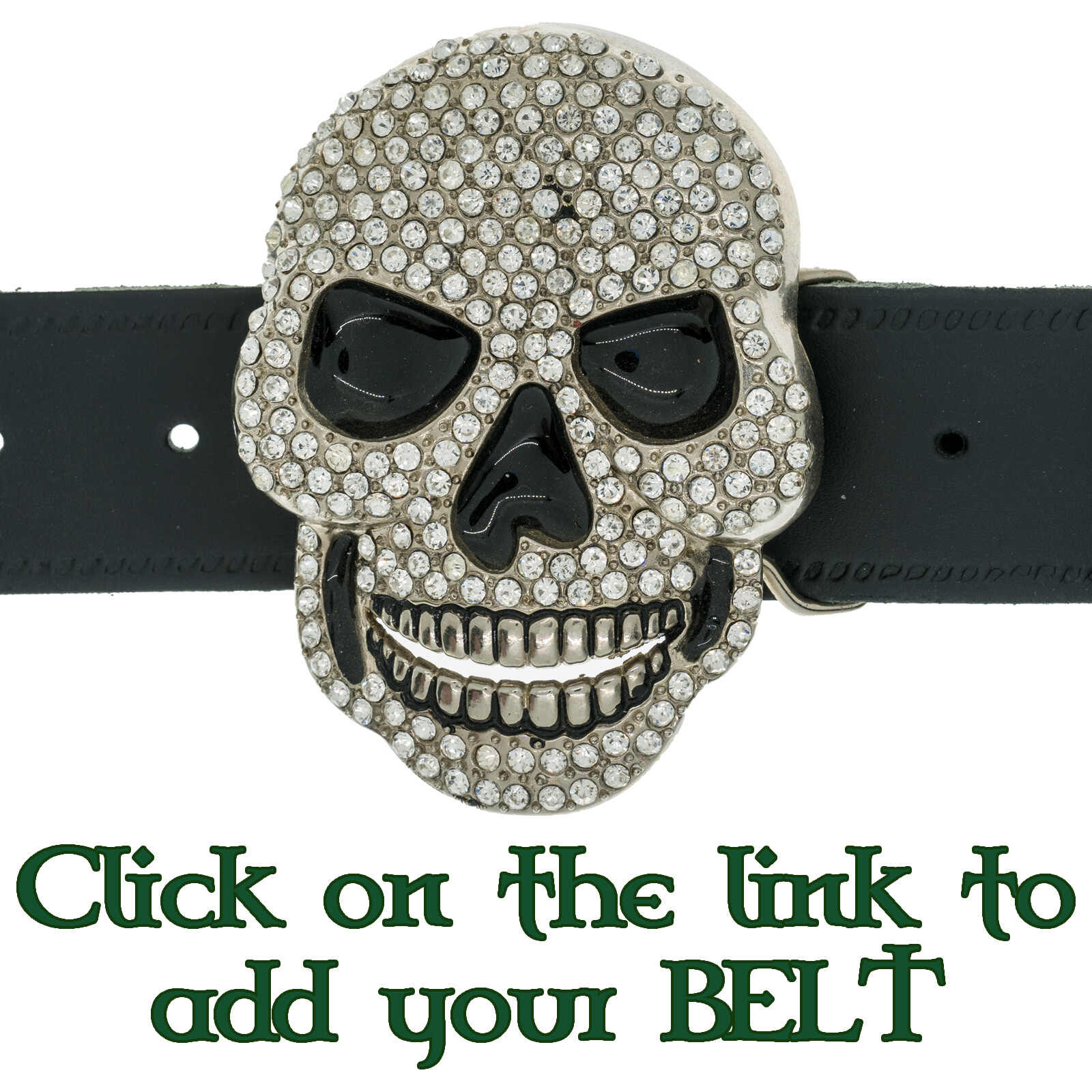 Bling Diamante Skull Buckle Biker Metal Gothic Celtic Viking Emo Skeleton Dead
