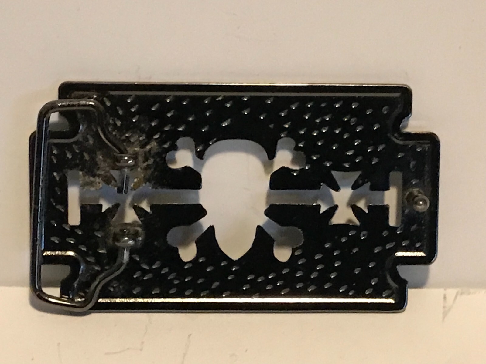Large Silver Skull Crossbones Black Enamel Belt Buckle Jolly Roger Buccaneer