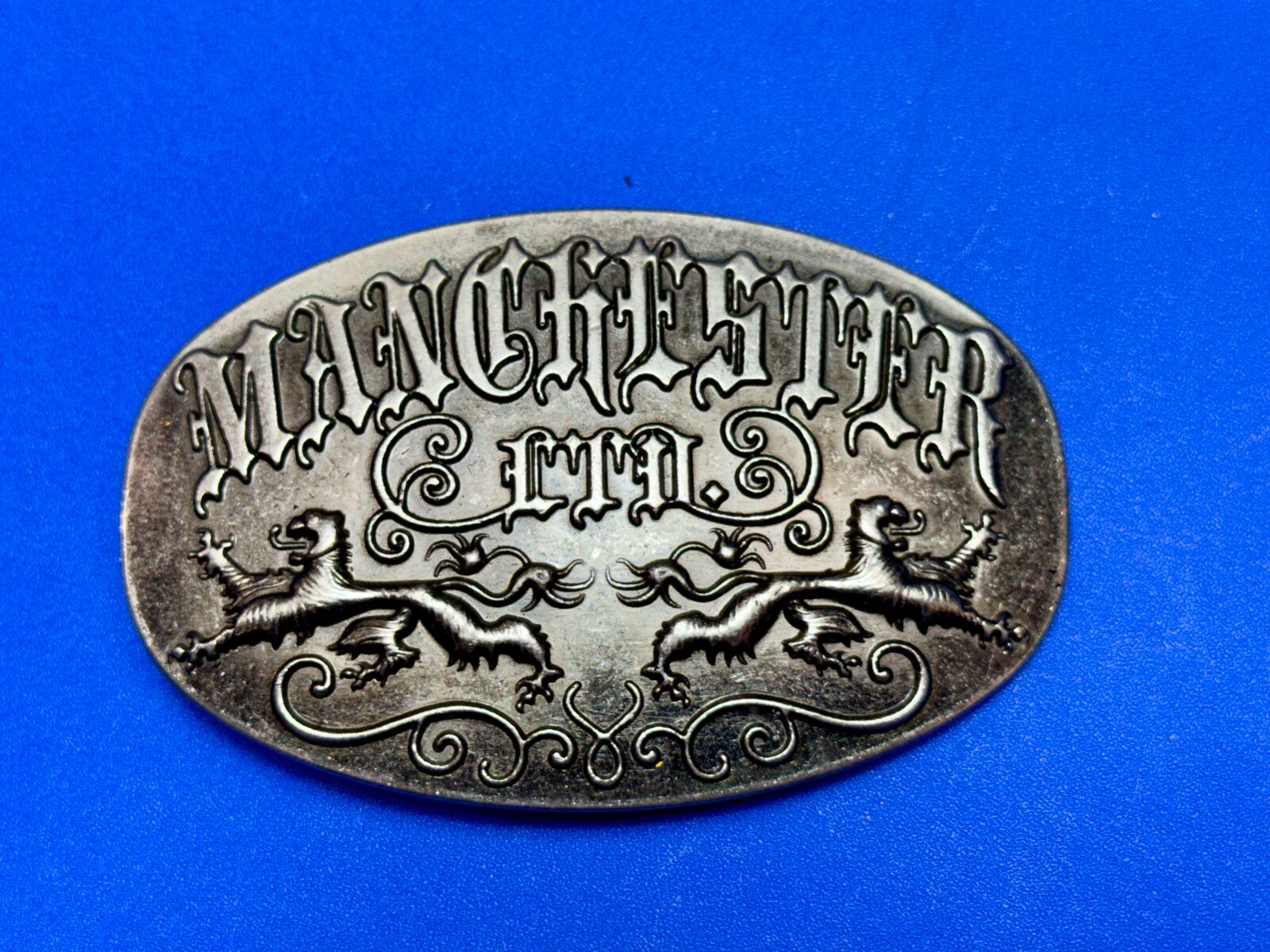 Manchester Ltd Lions Crest Clothing Company Silver Color Metal Belt Buckle