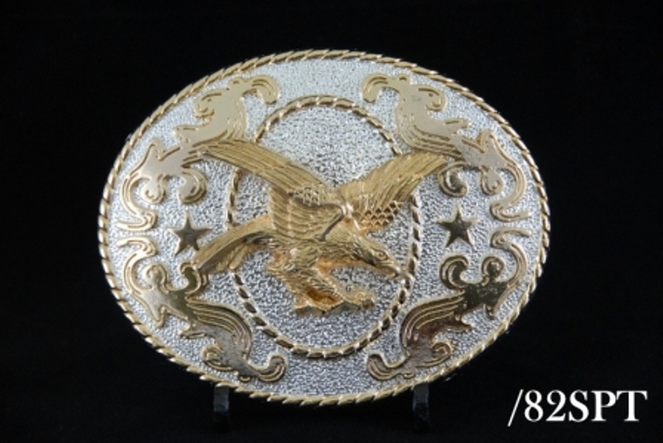 Texas Western Cowboy Eagle Belt Buckle Gold & Silver 2 Tones Color #82SPT