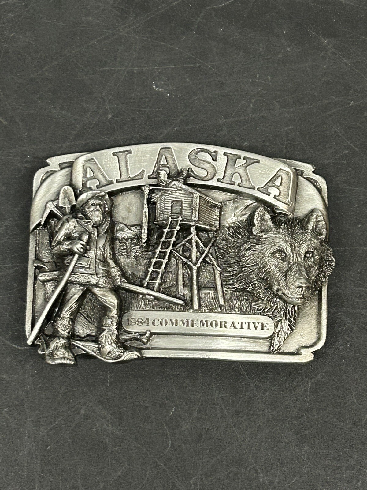 ALASKA BELT BUCKLE 1984 COMMEMORATIVE 3D WOLF HEAD LIMITED EDITION 1776/2500