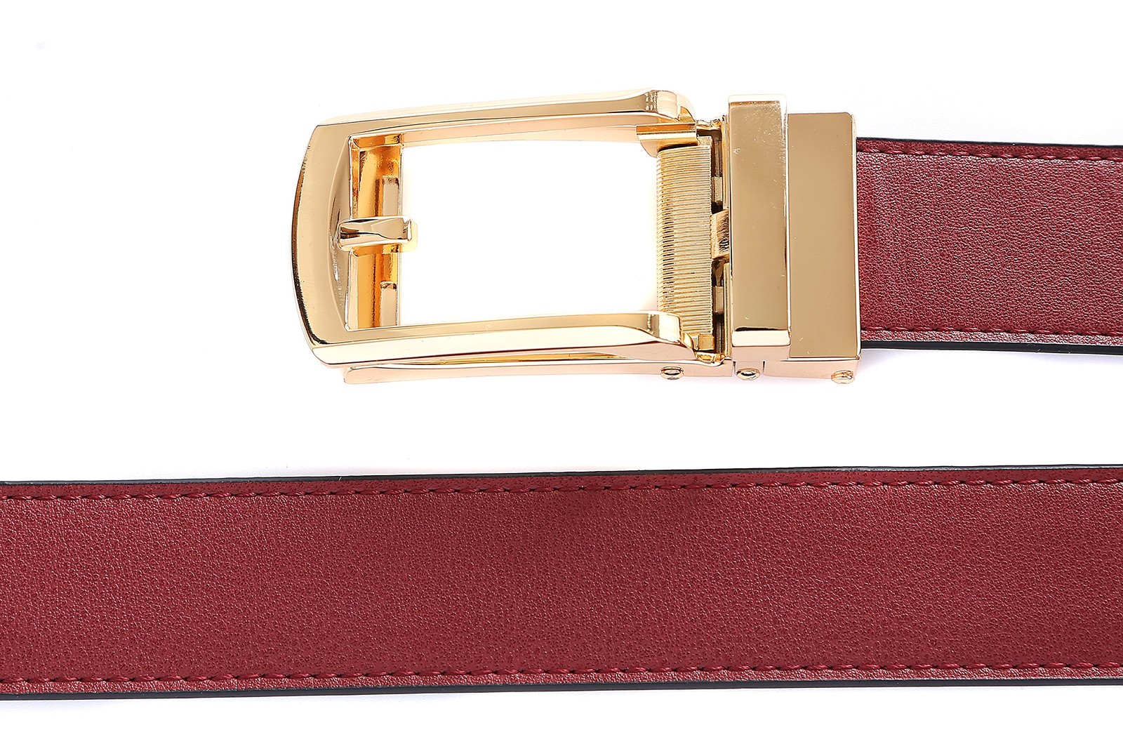 Tonywell Dress Belts One Size:32&Prime;-45&Prime;Waist, Mens Wine Red Belt Gold Buckle