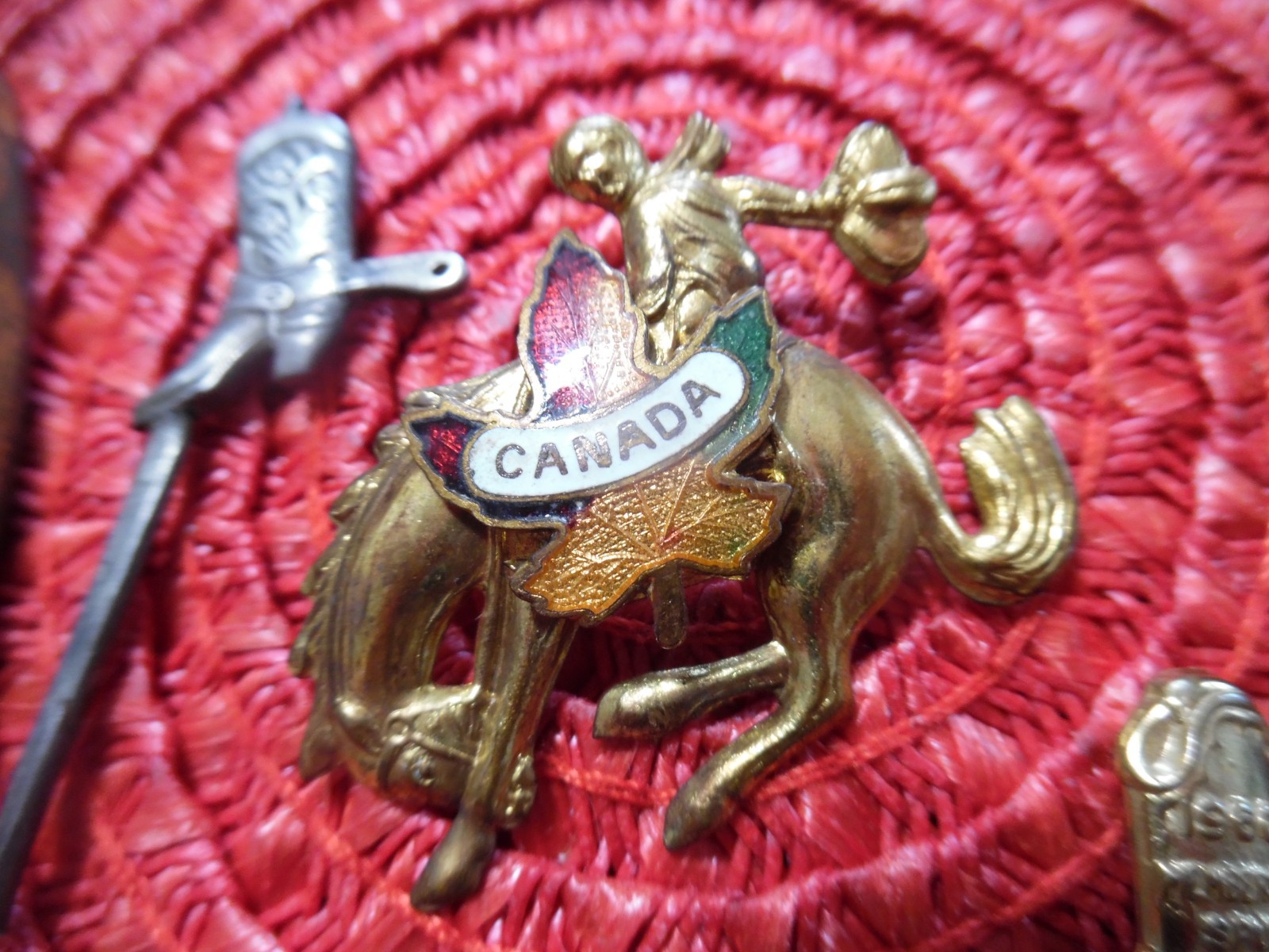 Vintage Anson COWBOY Tie Bar Clip Pin Brooch Lucky Horseshoe Boot WESTERN Rodeo