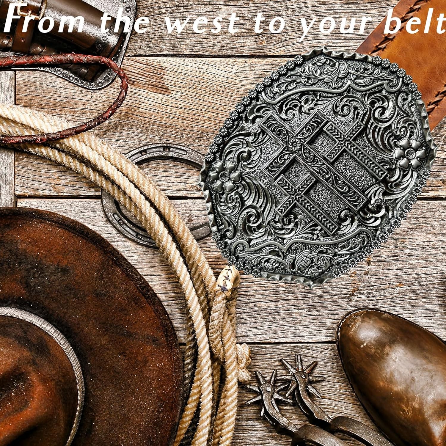 Religious Cross Western Belt Buckles,Cowboy Belt Buckle Cowgirl Faith BeltBuckle