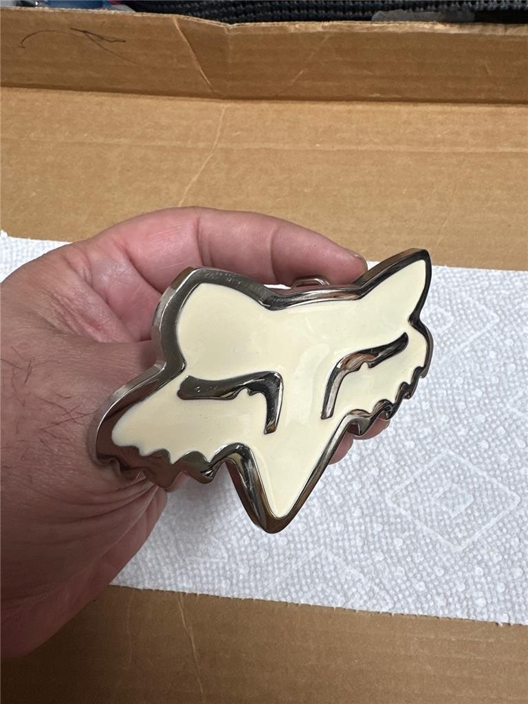 Vintage Enamel Fox Racing Belt Buckle