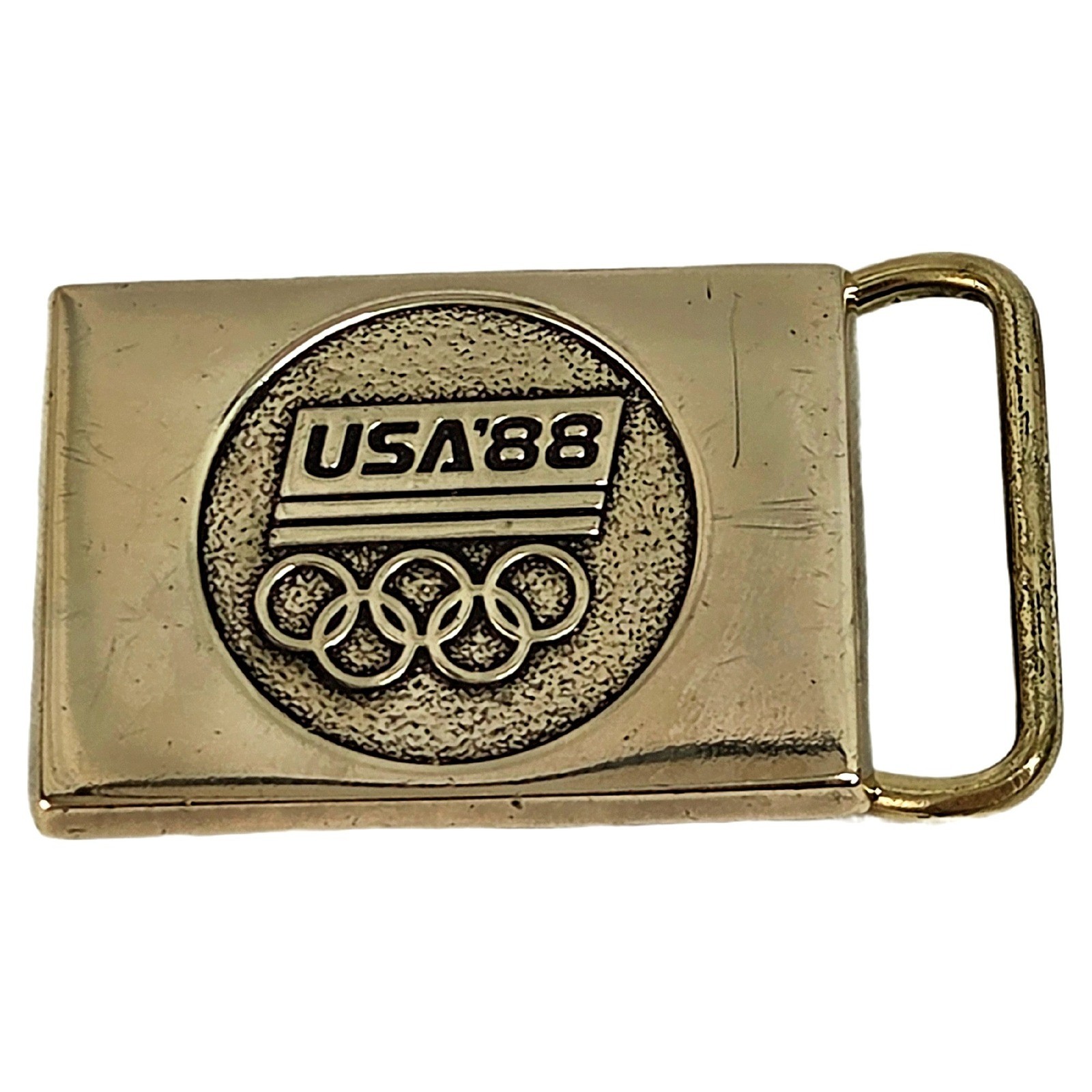 Vintage 1988 USA Olympic Games Solid Brass Belt Buckle BTS Collectible Accessory