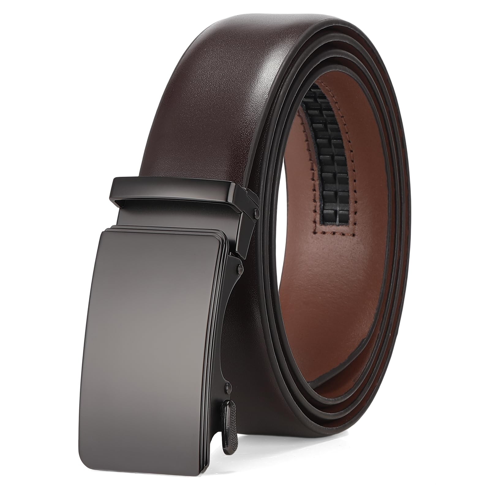 SENDEFN Men&rsquo;s Leather Belt – 28&Prime; to 44&Prime; Waist Adjustable, Coffee-iron Gray