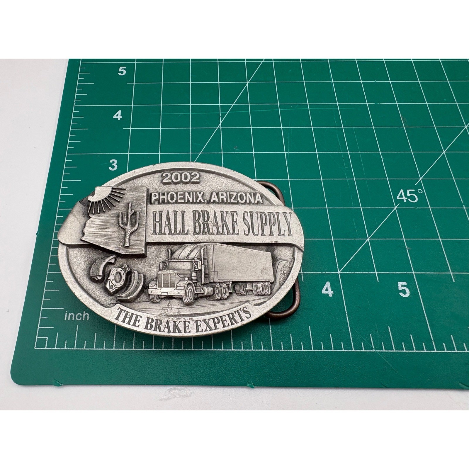 Hall Brake Supply Belt Buckle 2002 Phoenix Arizona Semi Truck Pewter Silver EX