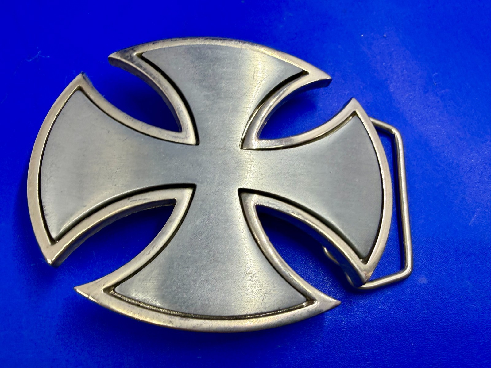 Maltese Celtic Iron Cross Gothic Punk Biker Vibe Cutout Silver Color Belt Buckle