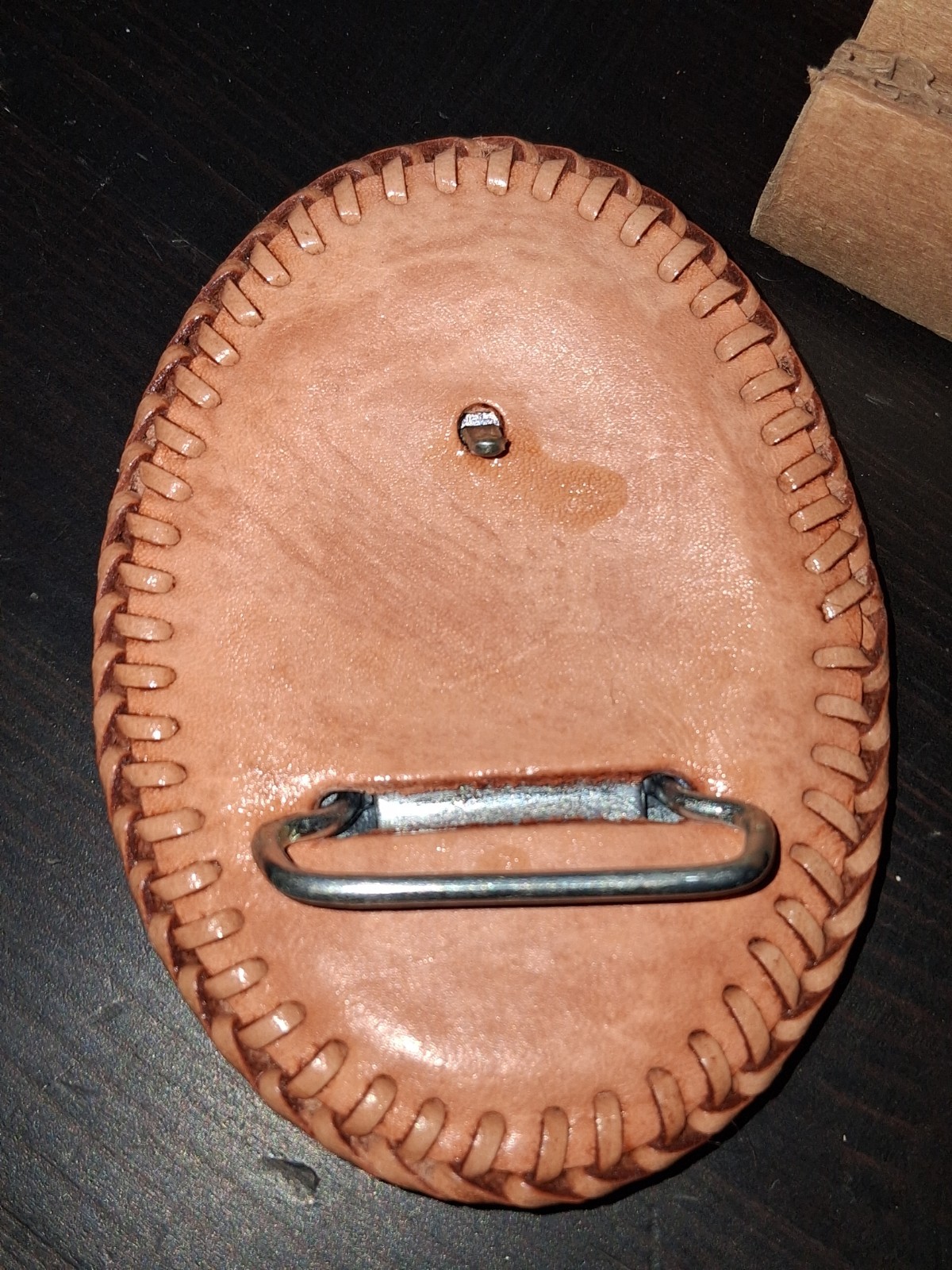 Handmade Tooled Leather Bear Belt Buckle Rust Brown 4.5&Prime; X 3.5&Prime;