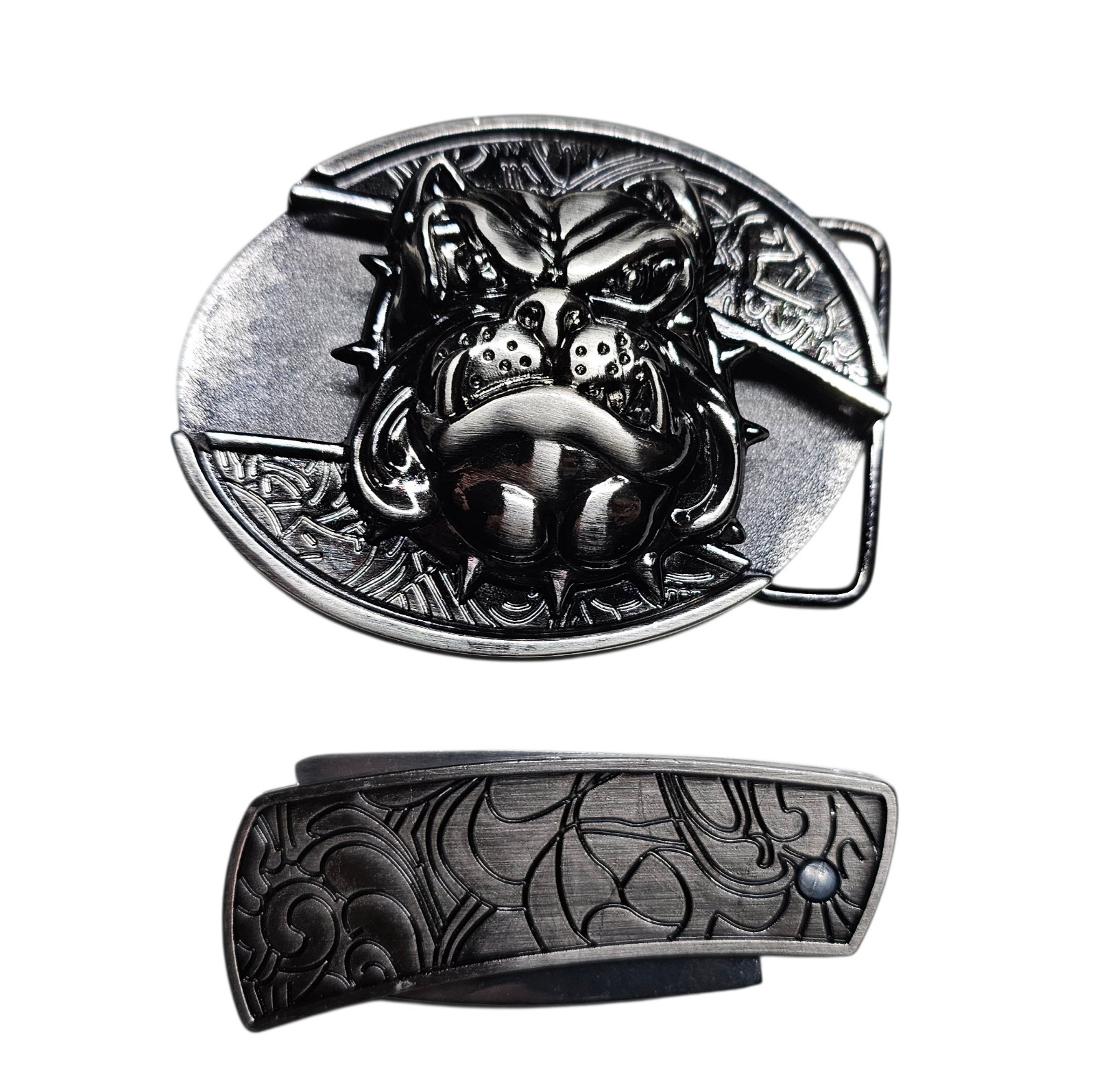 Bulldog hidden K Belt Buckle, Brand New, Zinc Alloy