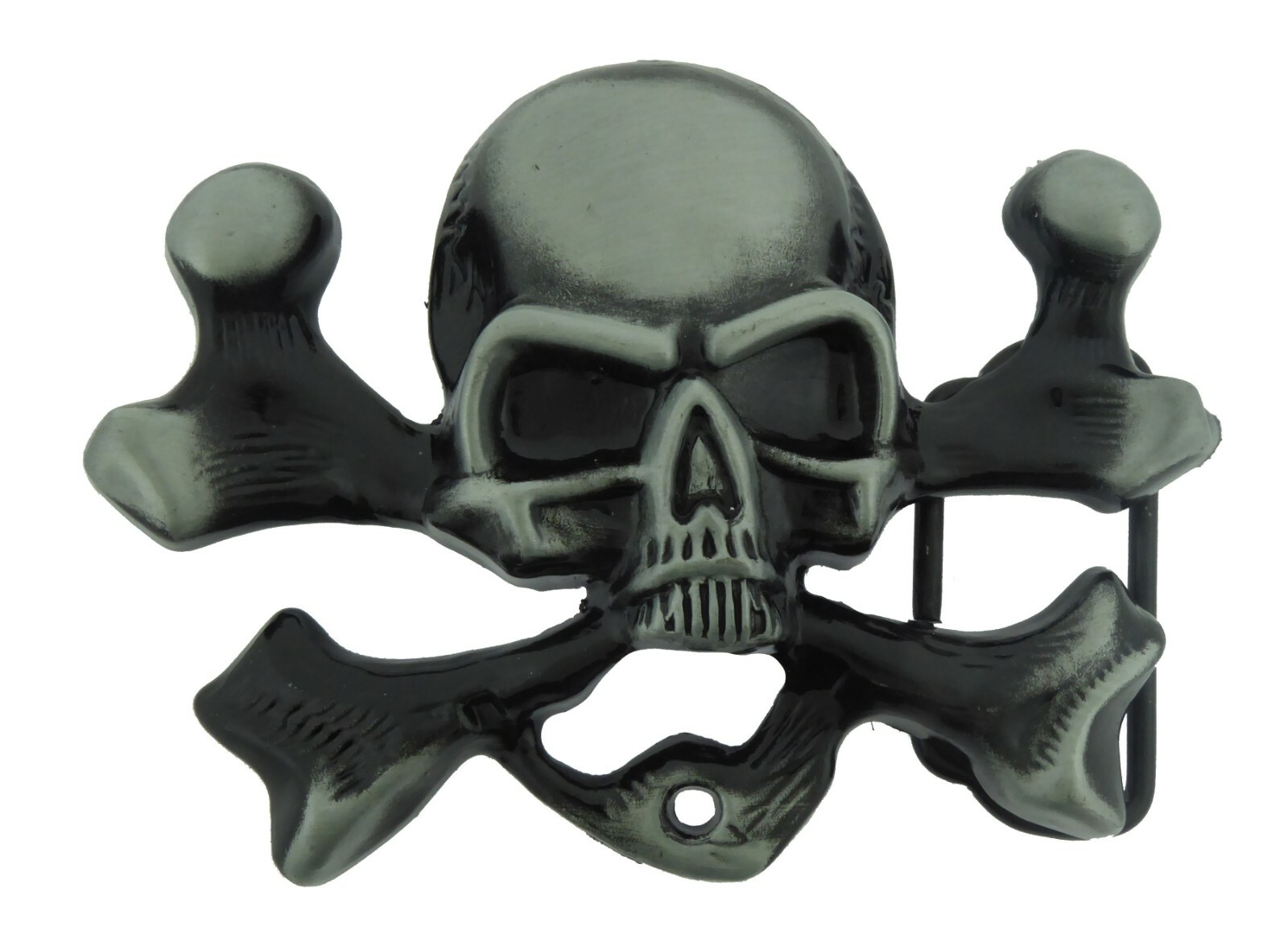 Skull Crossbones Belt Buckle Grey Metal Gothic Tattoo Halloween Costume Tribal