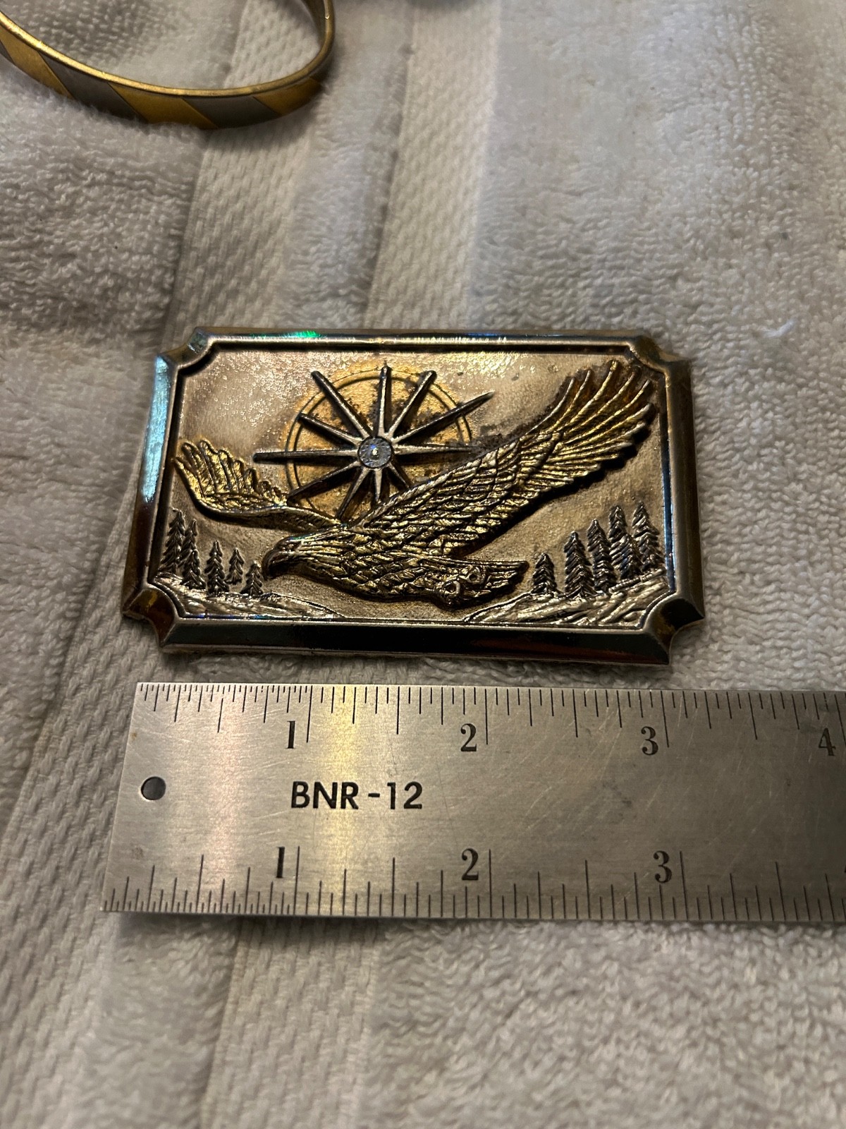 Vintage Belt Buckle Sun and Eagle