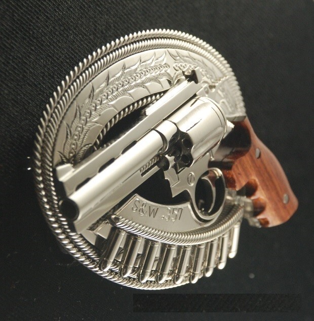 (MADE BY ORDER) BUCKLE HANDMADE STAINLESS STEEL WESTERN STYLE GUN S&W .357