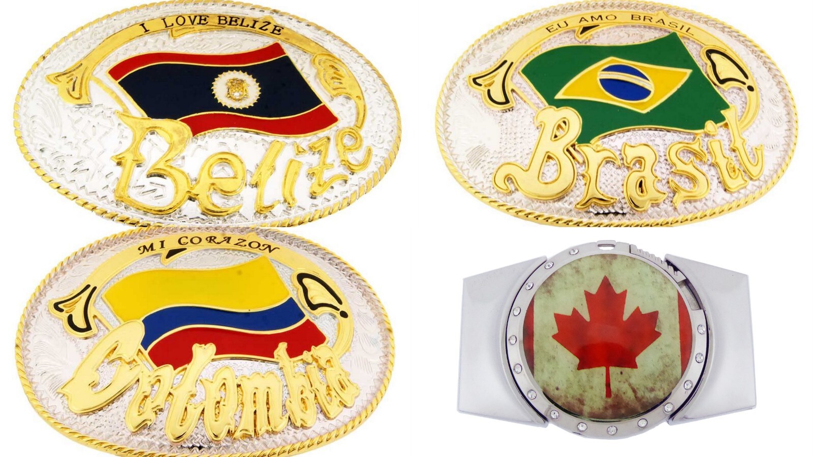 Flag Belt Buckles Men Unisex Metal Silver Gold Women North South America Us New