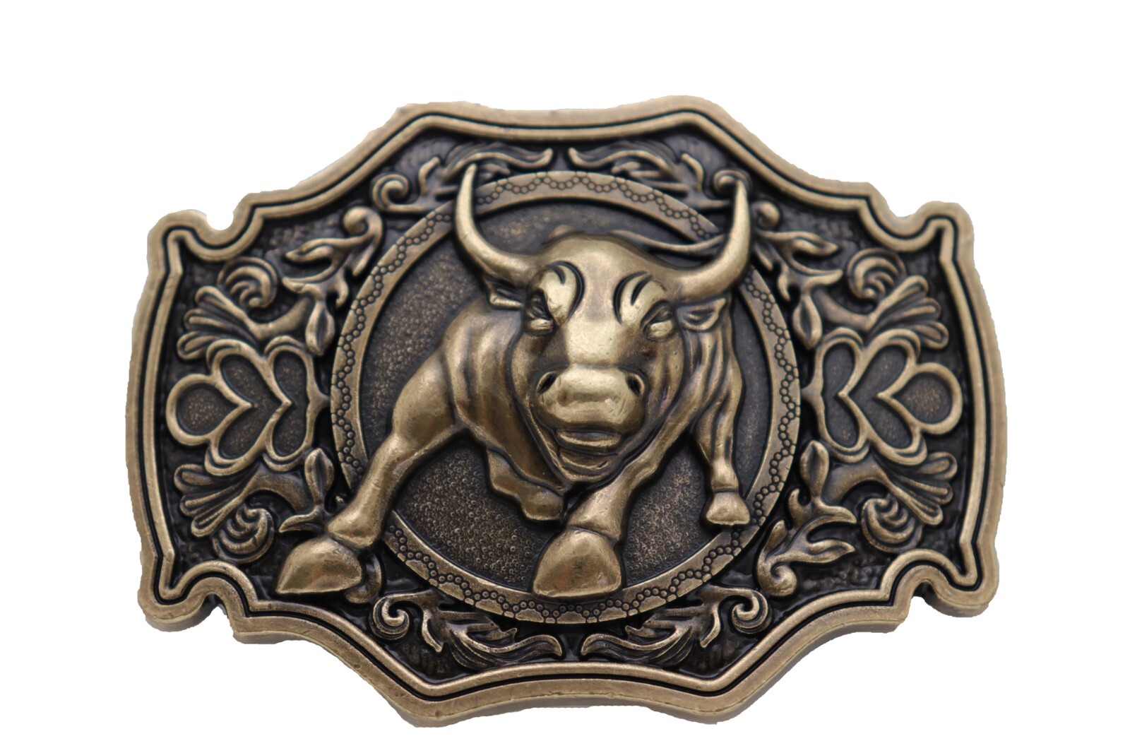 Men Gold Metal Belt Buckle Cowboys Western Fashion Bull Rodeo Filigree Unisex