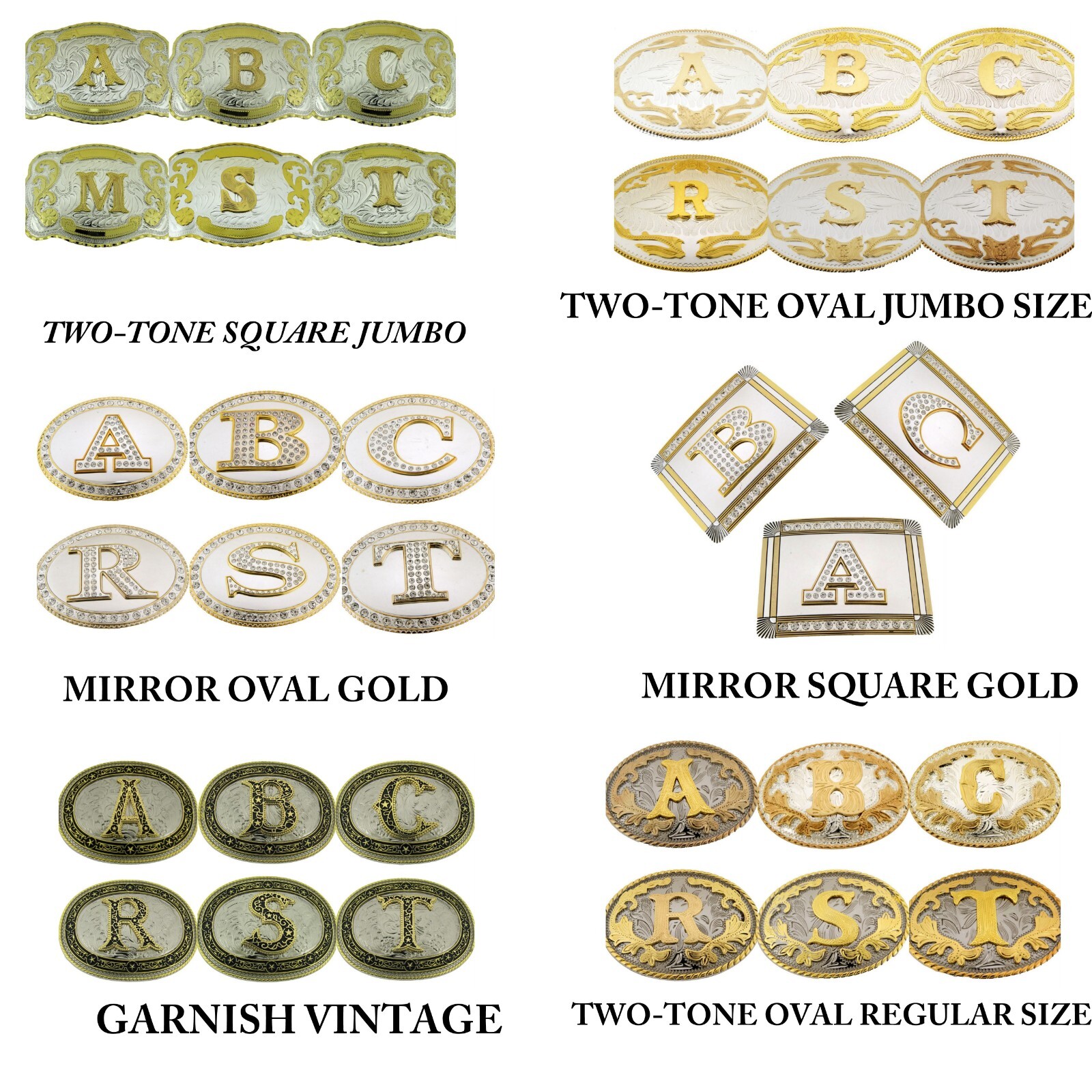 New Men Women Western Initial Rodeo Letter A-Z Silver Gold Metal Antiqued Mirror