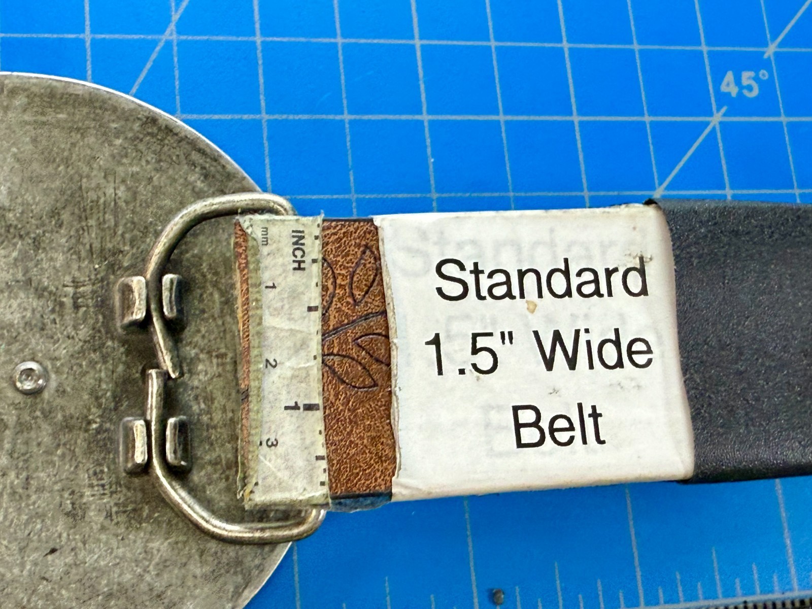 Round Hippy Punk Vibe Silver & Black Color Reel Of Tape Belt Buckle