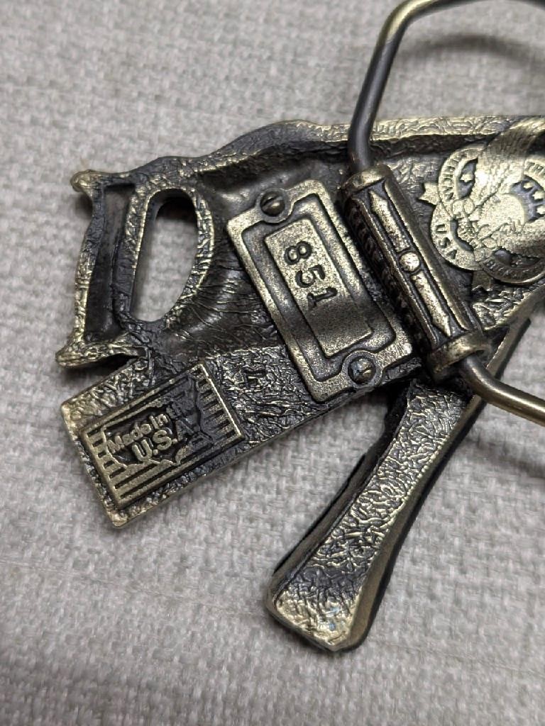 vintage USA made CARPENTER belt buckle TOOLS handyman craftsman BRASS western