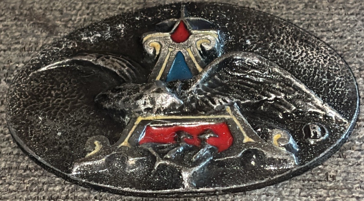 ANHEUSER-BUSCH logo Belt Buckle Vintage Metal Enamel
