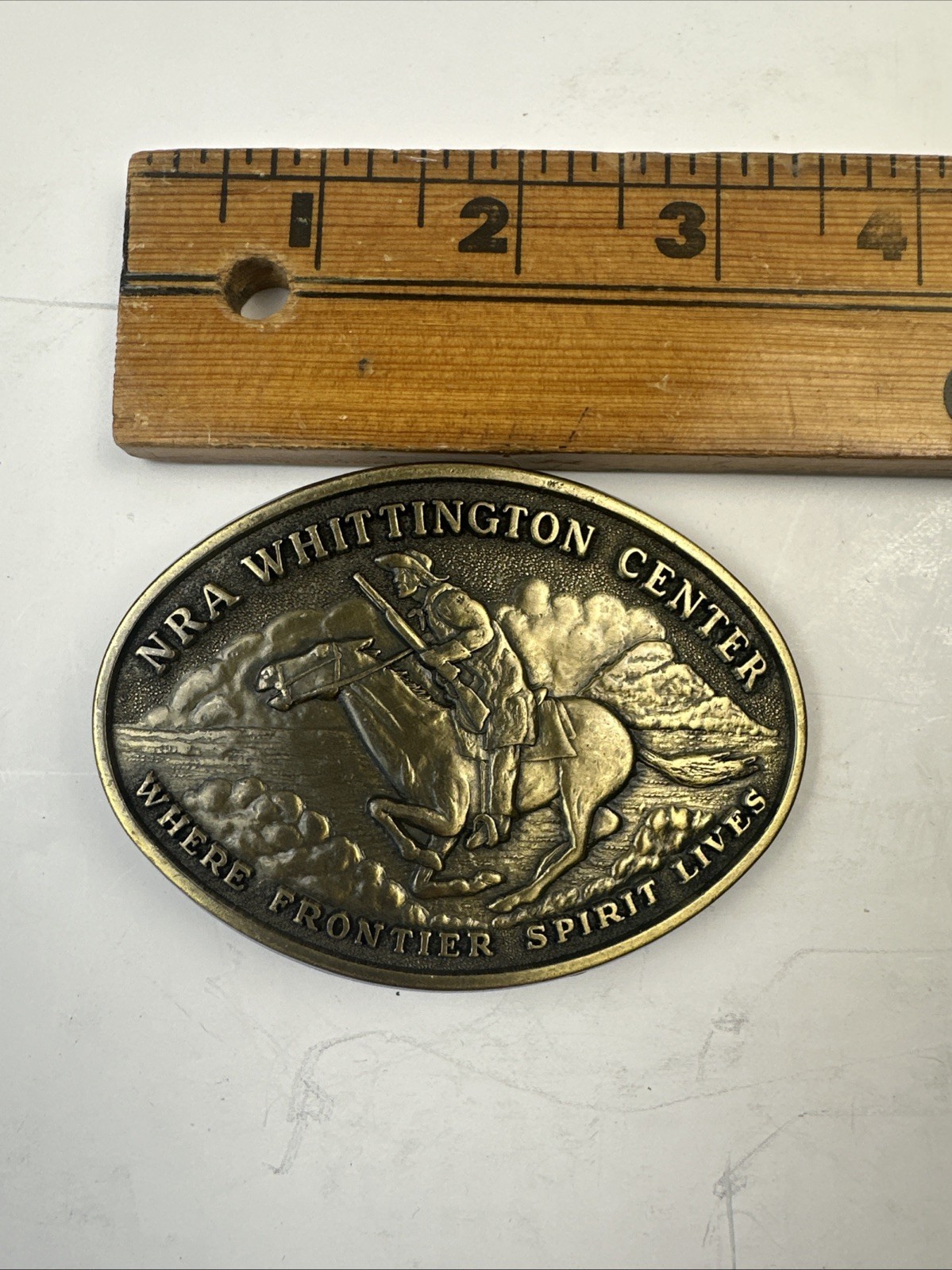 Vintage NRA Whittington Center Belt Buckle Where Frontier Spirit Lives