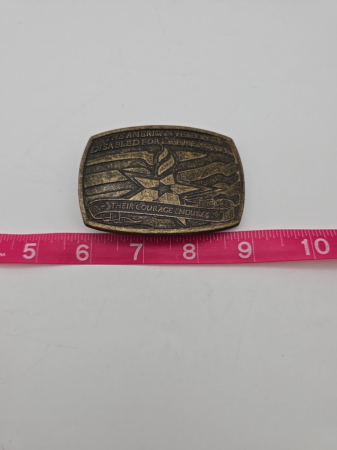 AMERICAN VETERANS 2007 DISABLED FOR LIFE MEMORIAL BRASS BELT BUCKLE #0369