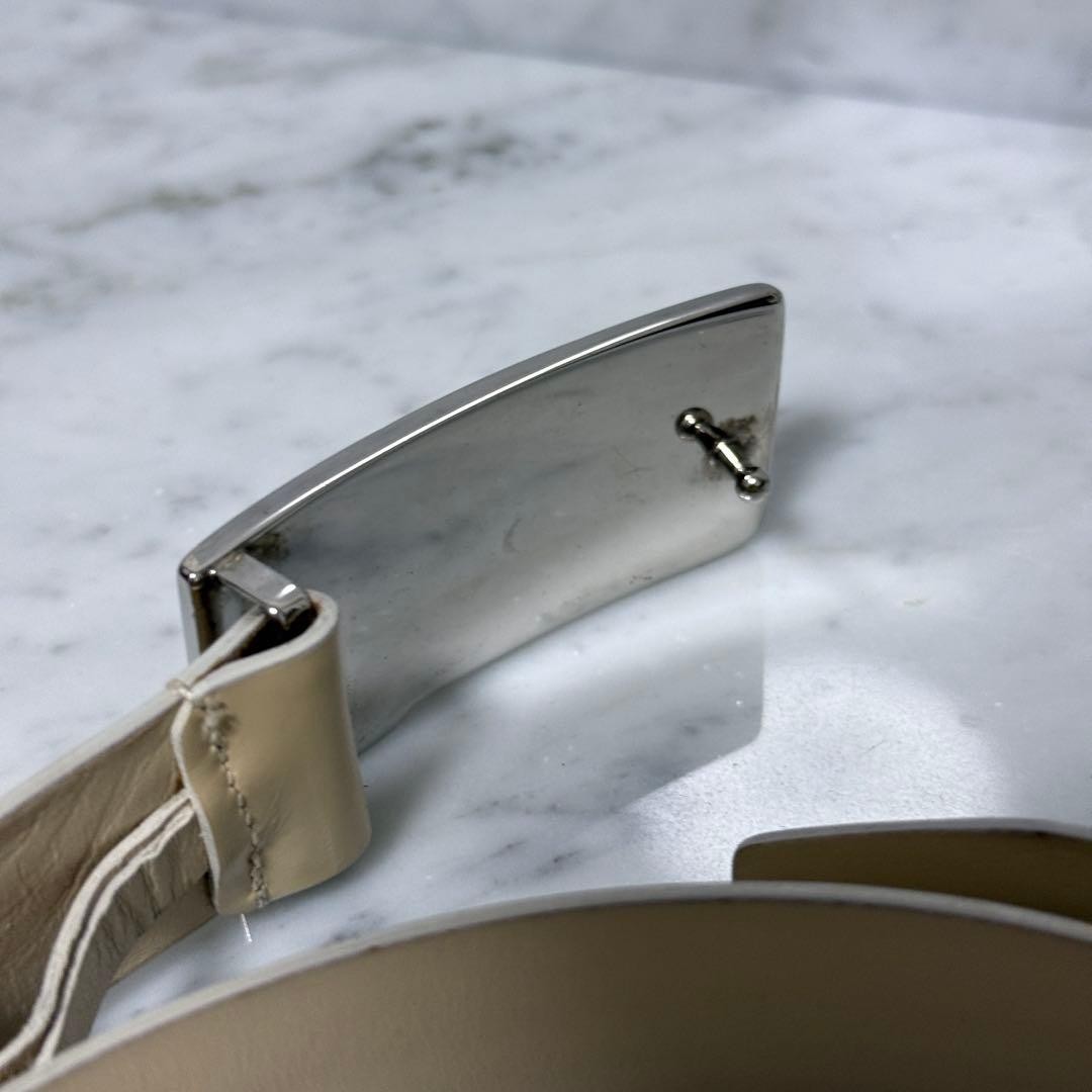 GUCCI buckle belt Logo hardware Authentic Beige Leather Made in Italy Men&rsquo;s