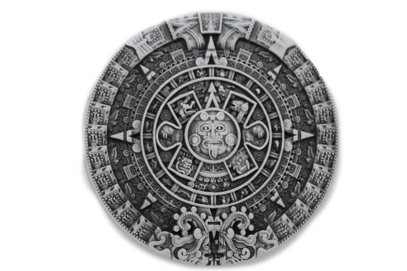 NEW Men Women Belt Buckle Silver Color Metal Western Aztec Calendar Mayan Round
