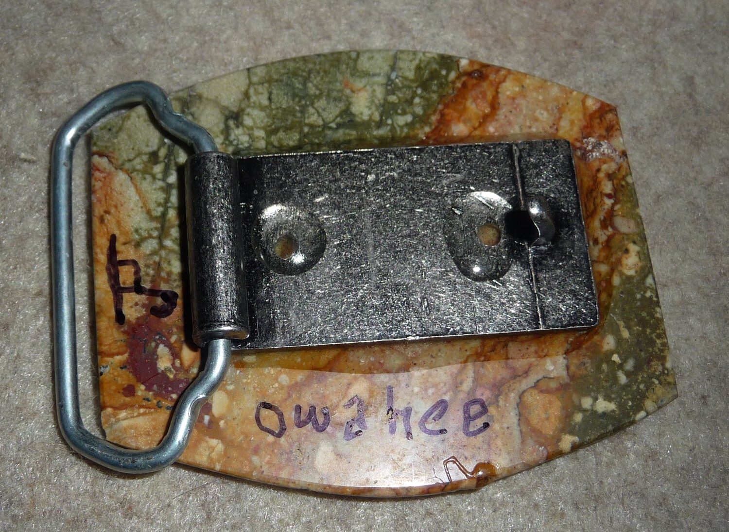 Handcrafted Buckle & Bola set Owyhee stone Green & Brown Natural stone