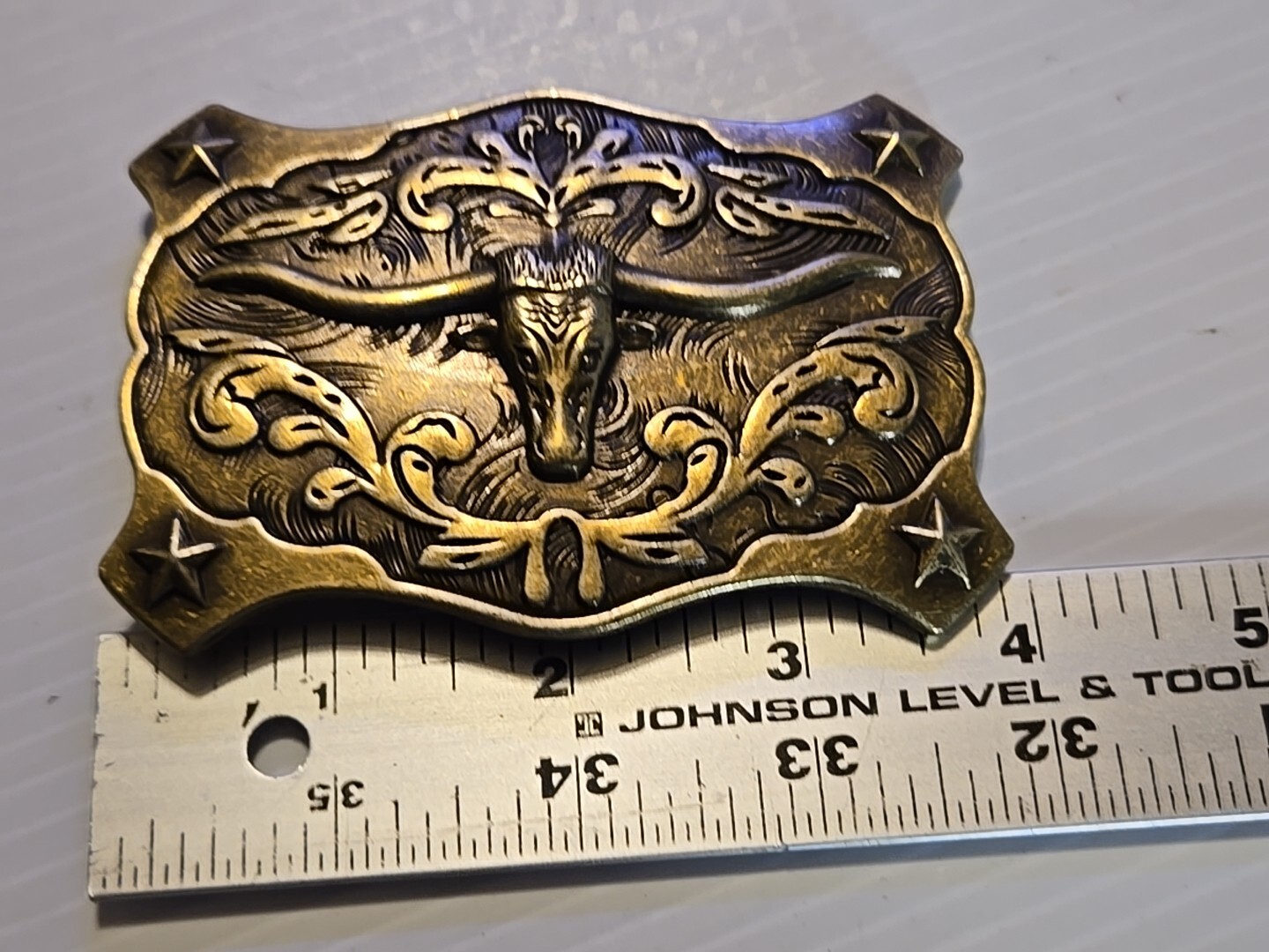 WESTERN LONGHORN BULL RODEO Metal Belt Buckle (BRASS LOOKING)