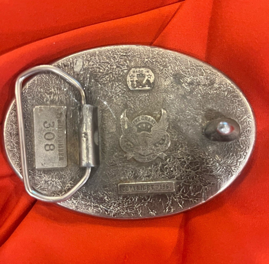 Vtg Oilfield Blank Personalized Banner 1981 Metal Belt Buckle Great American USA