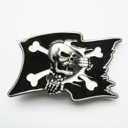 NEW PIRATE FLAG SKULL BOAT CROSSBONES 3-D BELT BUCKLE