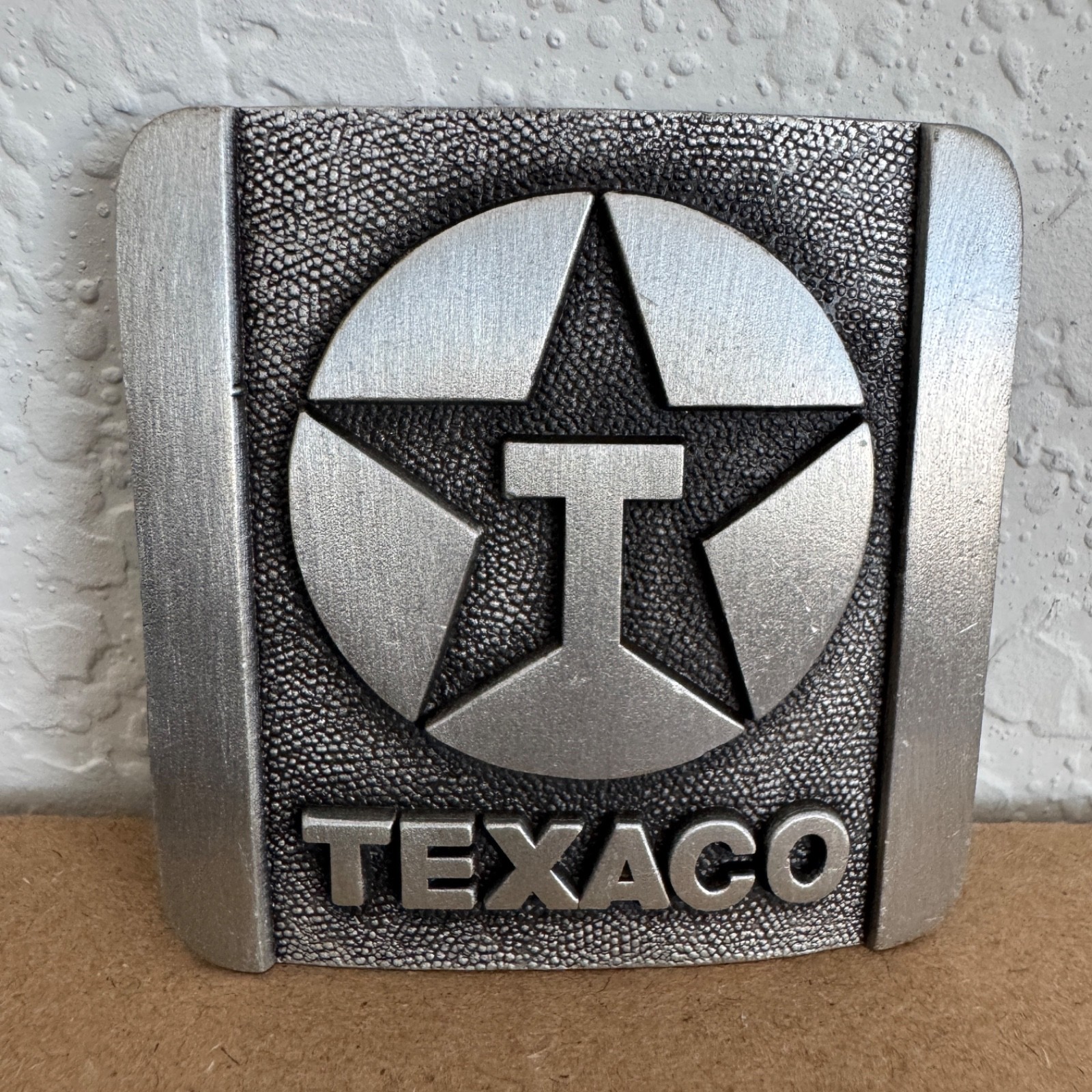 Vintage Texaco 1983 Pewter Belt Buckle Circle Star Logo