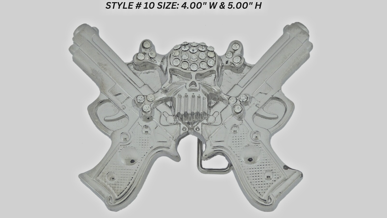 Skull Belt Buckles Gun Silver Metal Emblem Vintage Pirate Men Women BlingTattoo