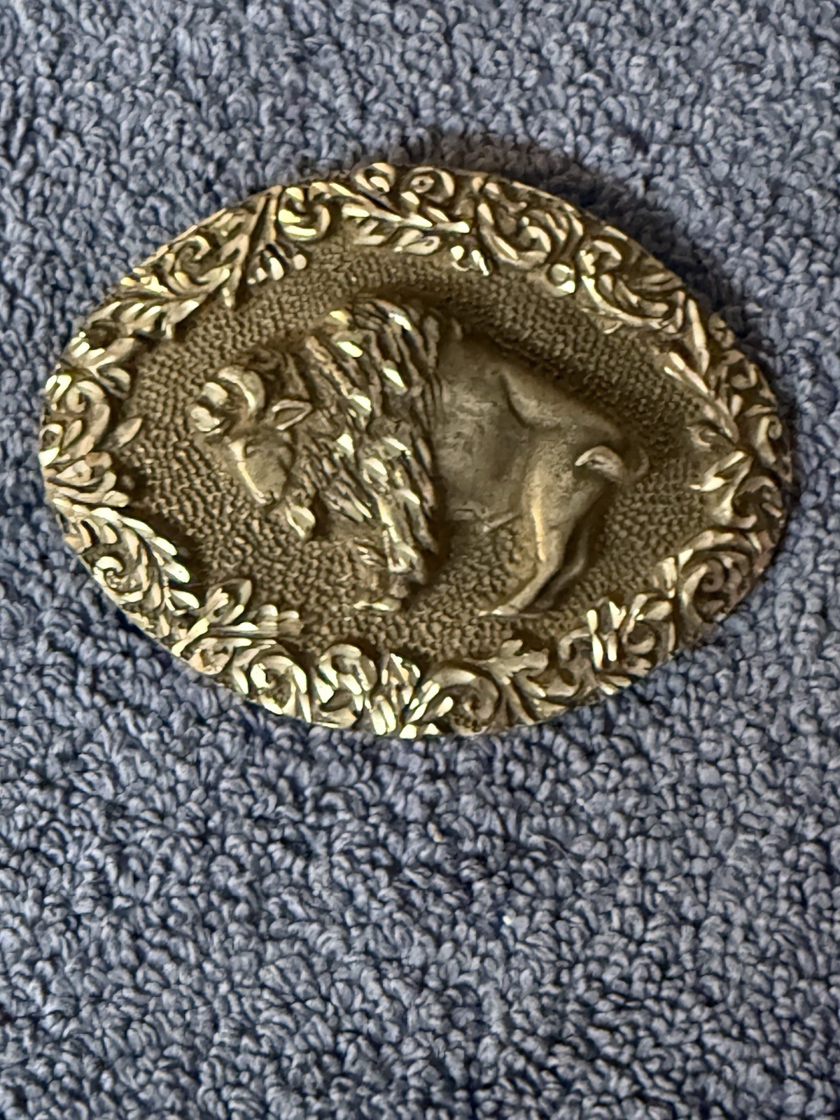 Vintage EGE American Bison Pewter Belt Buckle Buffalo 1993 Made In USA