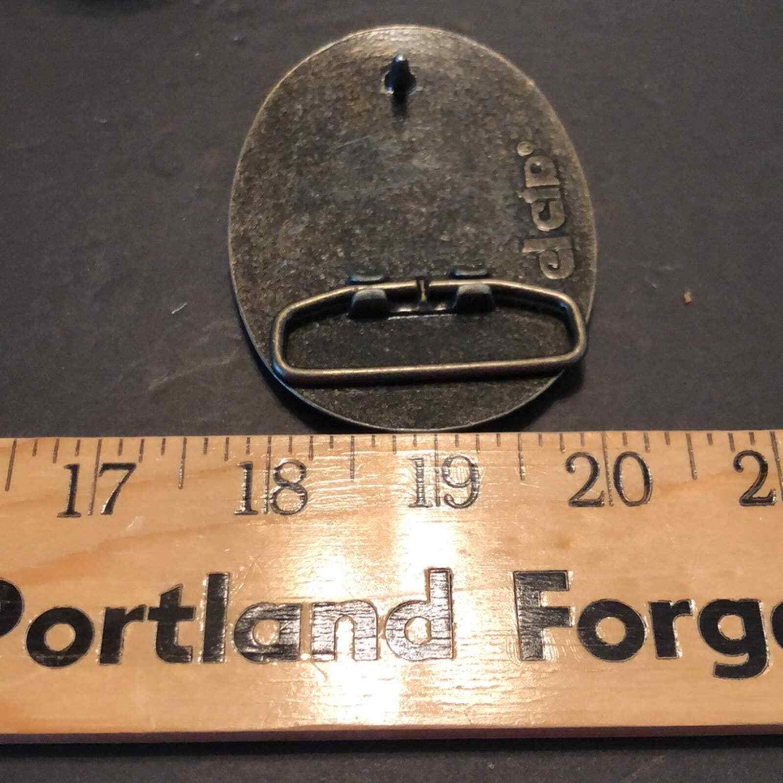 Vintage VTG Safe Driving Award Bell Systems Leather Belt Buckle Communications
