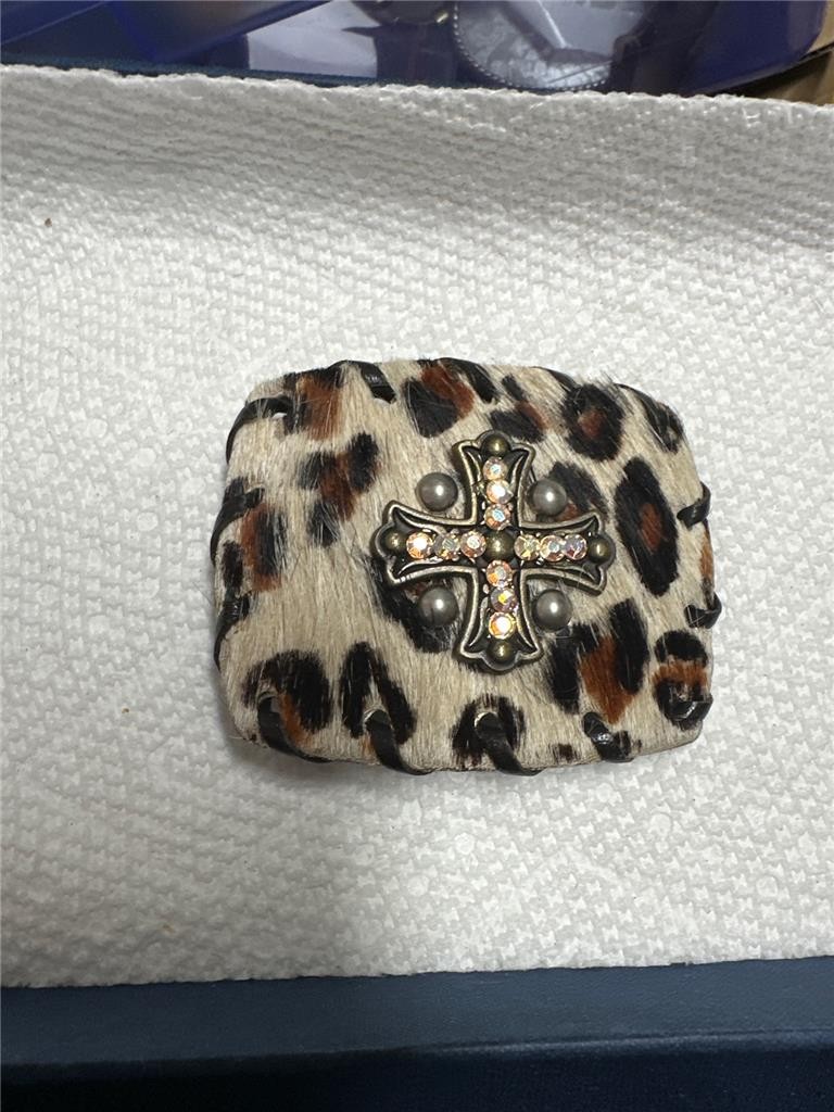Vintage Handmade Leopard Print with Cross Belt Buckle