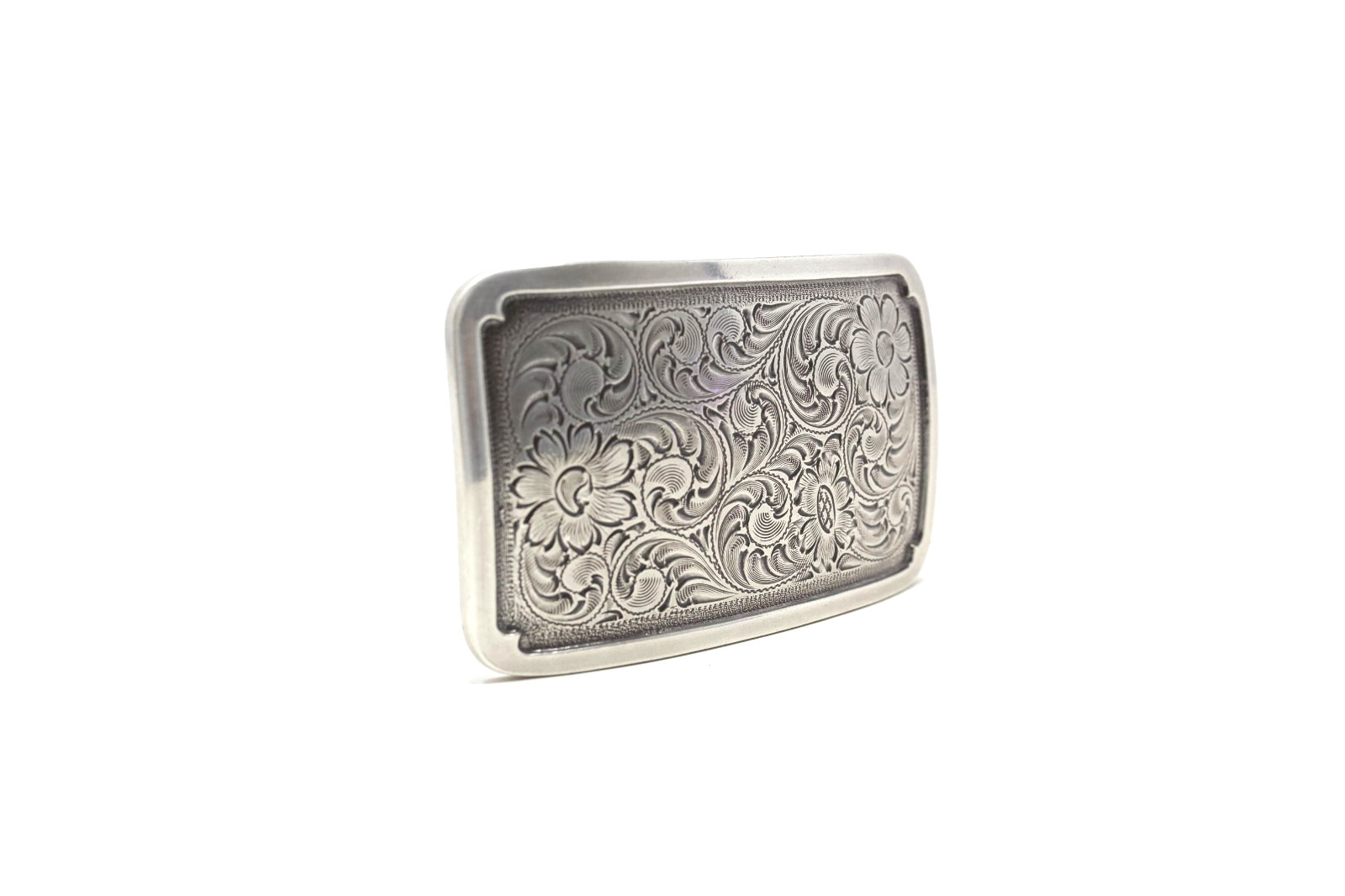 Silver Floral Western Cowboy Belt Buckle, (1.5 ») Removable Western Buckle