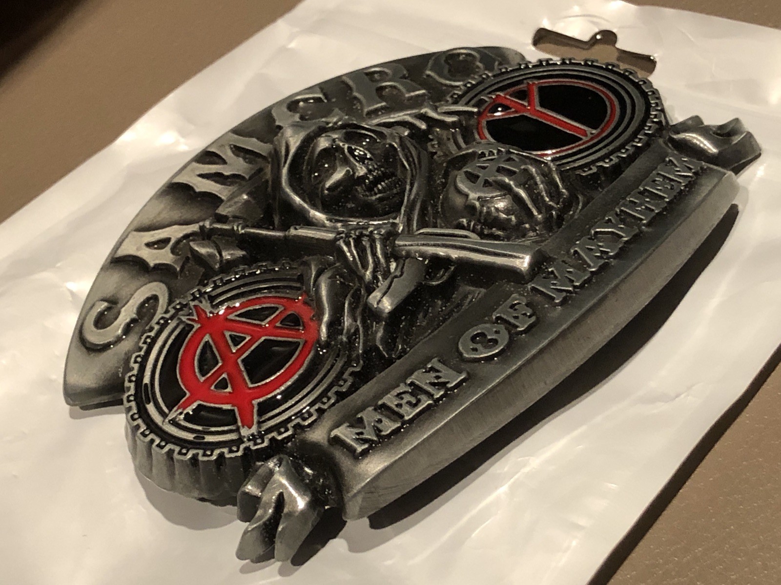 SAMCRO Sons of Anarchy Men of Mayhem 3D Grim Reaper Icon Metal Belt Buckle NWT