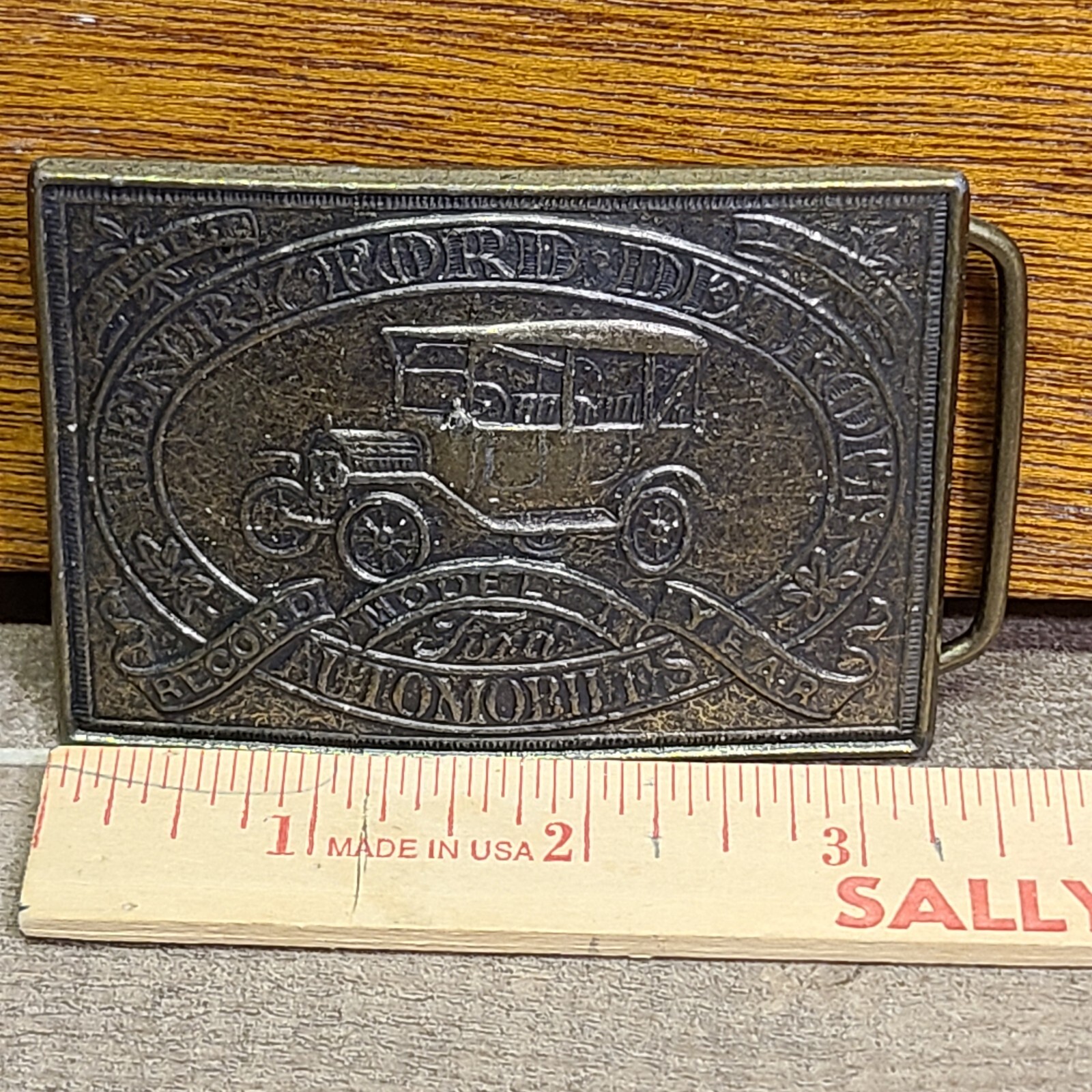 VINTAGE MODEL T FORD MARKED TIFFANY CO. FANTASY MODEL T CAR BRASS BELT BUCKLE