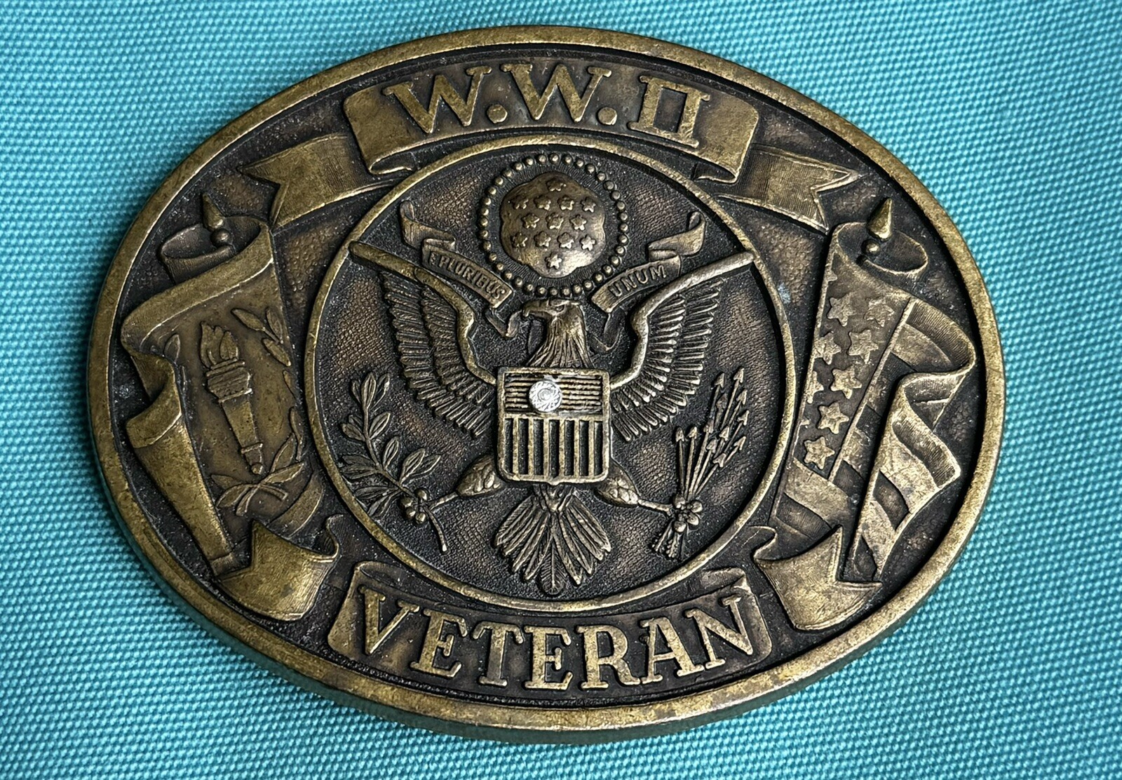 WW2 Veteran Oval Shaped Belt Buckle United States of America WWII
